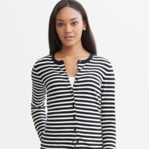 NWT Banana Republic Striped Crewneck Cardigan Navy